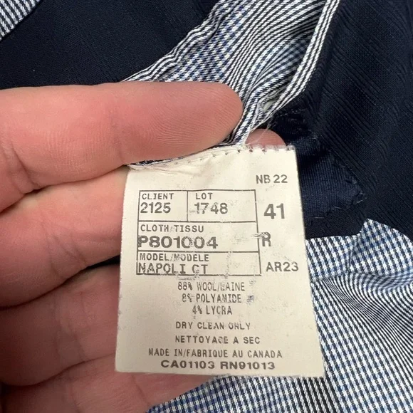 Jack Victor Solid Navy Blue on Navy Blue Pinstripe Suit 41R - Picture 9 of 12